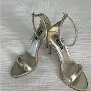 Nine West Metallic Gold Ankle Strap Heels